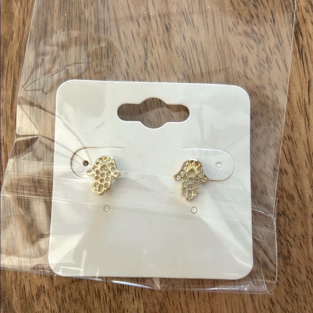 Gold-Tone Hamsa Stud Earrings